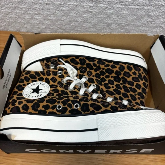Converse Chuck Taylor All Star Lift Platform Leopard Suede Women’s Sz 7 - Picture 4 of 9